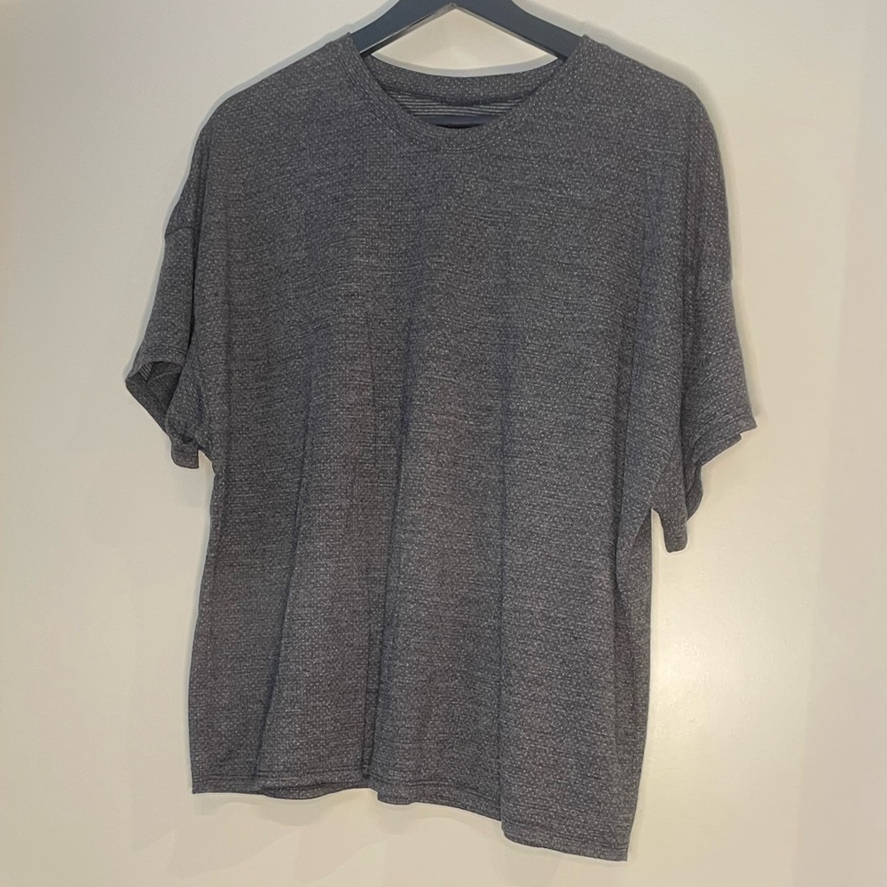 Grey and White Oversized Merino Wool Tee - Handmade